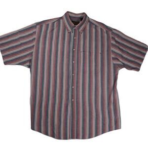 Vtg Eddie Bauer Black Tag mens 90s Indian Chambray striped button up XL